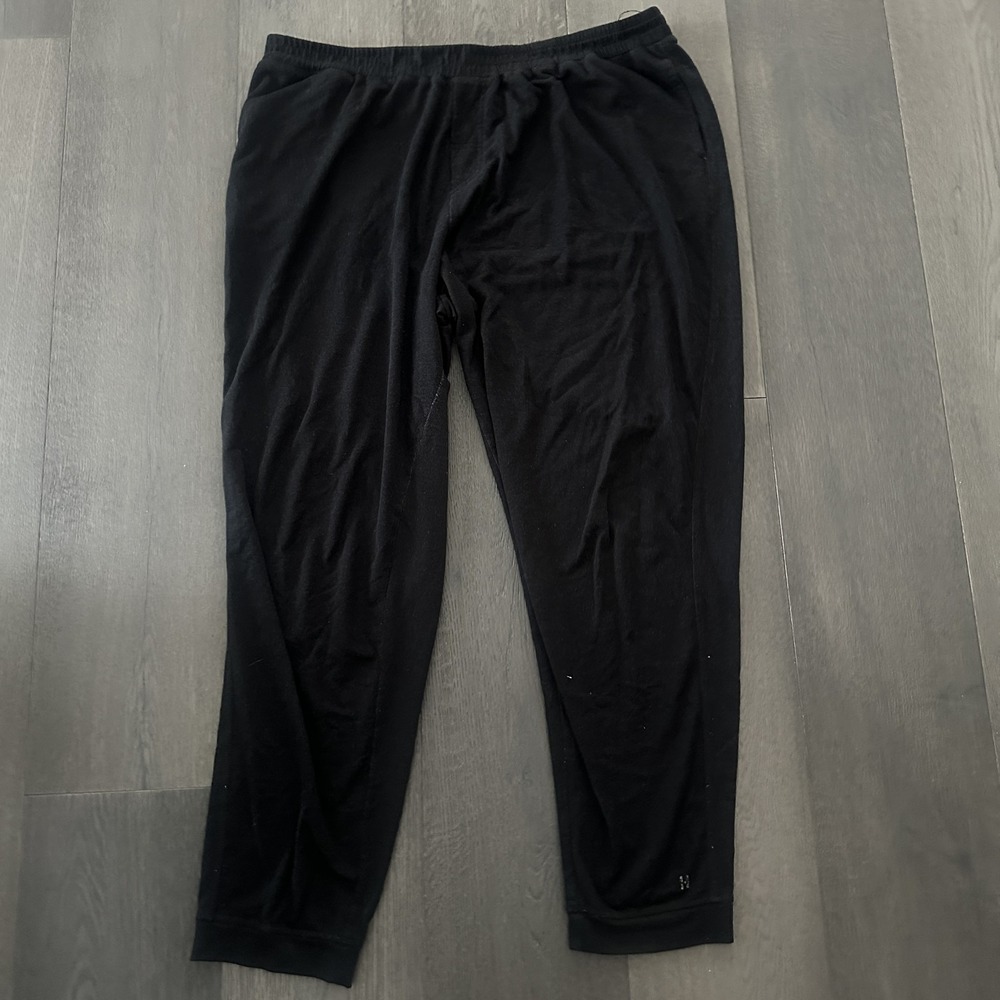 HUE Pants Womens XL Black Jersey Jogger Elastic Waist Cuffed Pockets Stretch